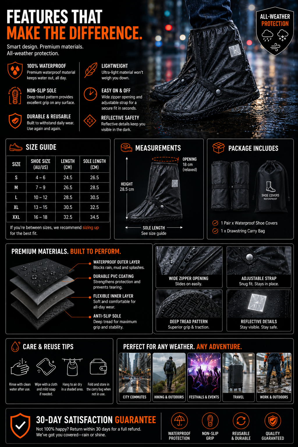 Tall Waterproof Shoe Covers