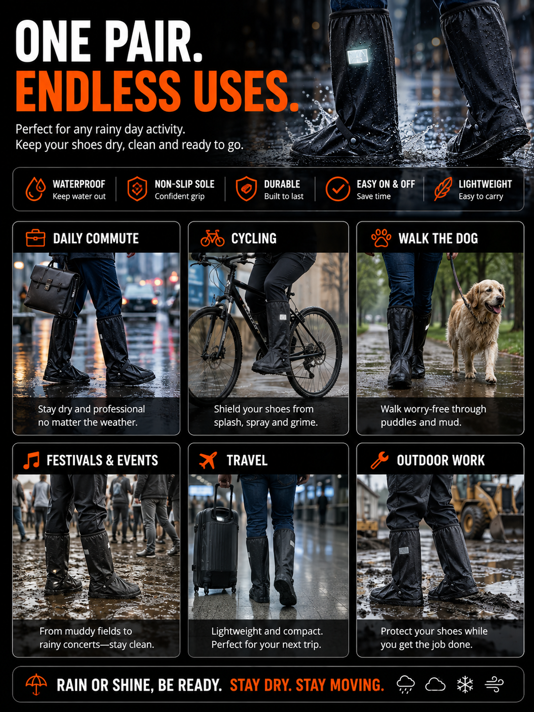 Tall Waterproof Shoe Covers