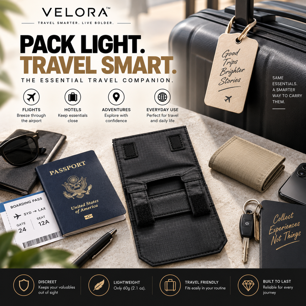 Velora StealthGuard™ Hidden Travel Money Belt