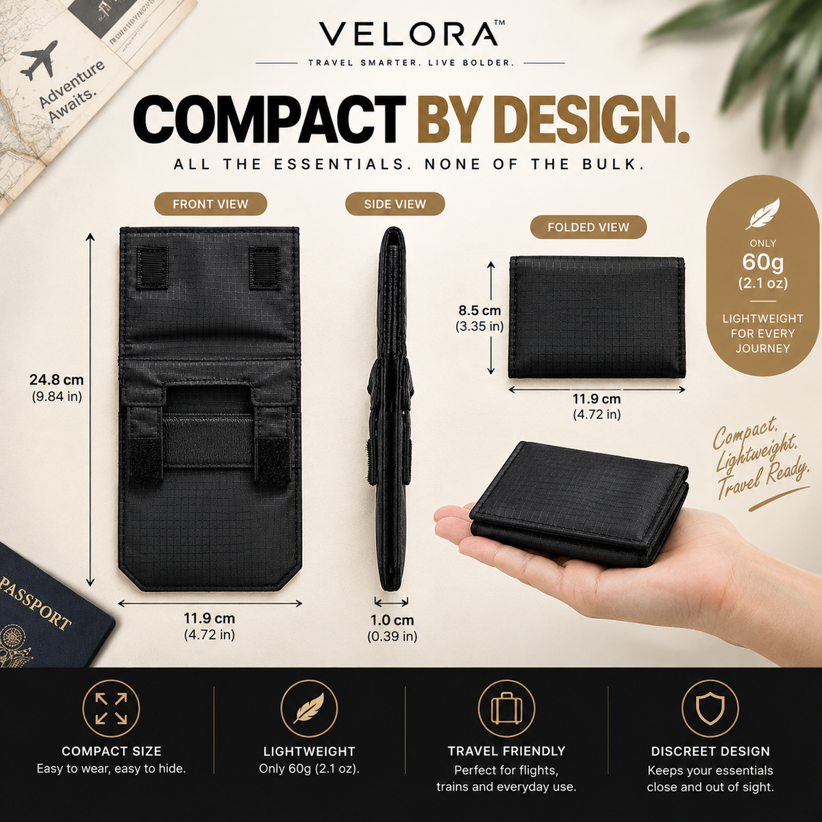 Velora StealthGuard™ Hidden Travel Money Belt
