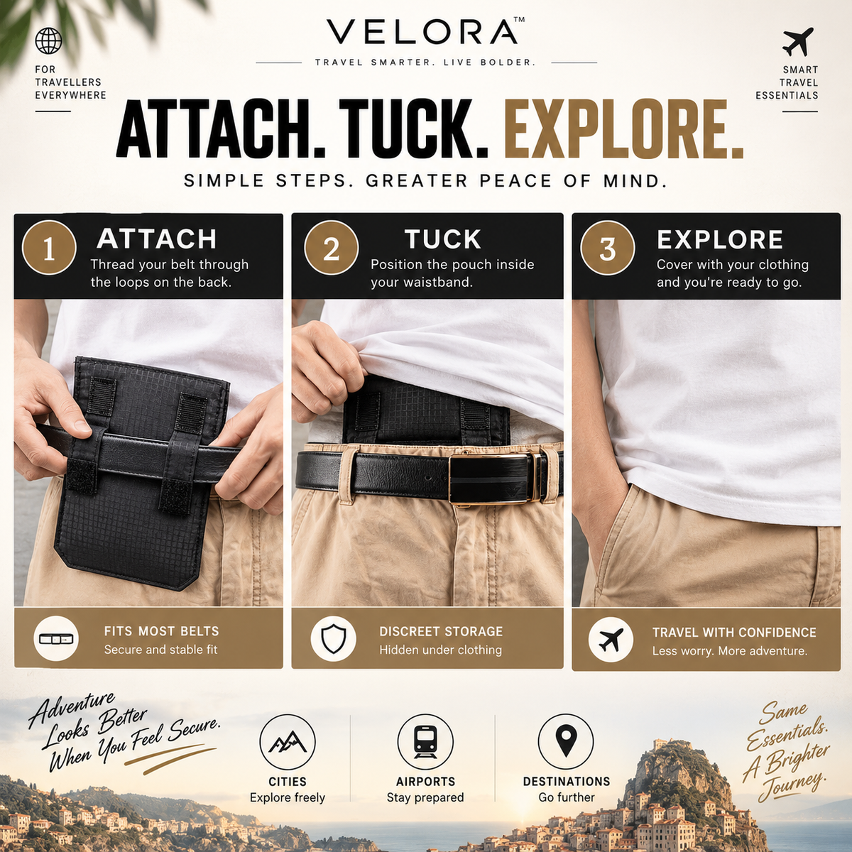 Velora StealthGuard™ Hidden Travel Money Belt